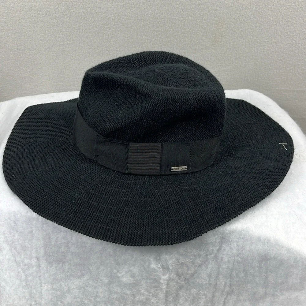 Brixton Wide-Brim Hat Womens Size XS 6 3/4‎ Black Woven